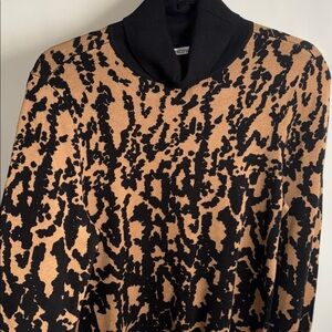 Chico's Black and Tan Abstract Turtleneck Sweater